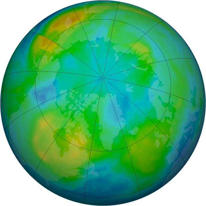 Arctic ozone map for 22 October 1987